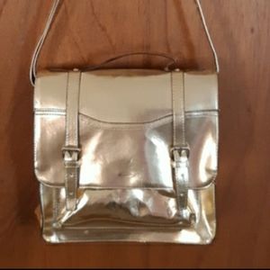 Mondani New York Gold Buckle Satchel Bag